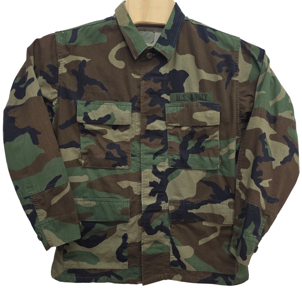 Vintage US Army Woodland Camo Combat Coat Edcar Industries Small Short 1993 BDU
